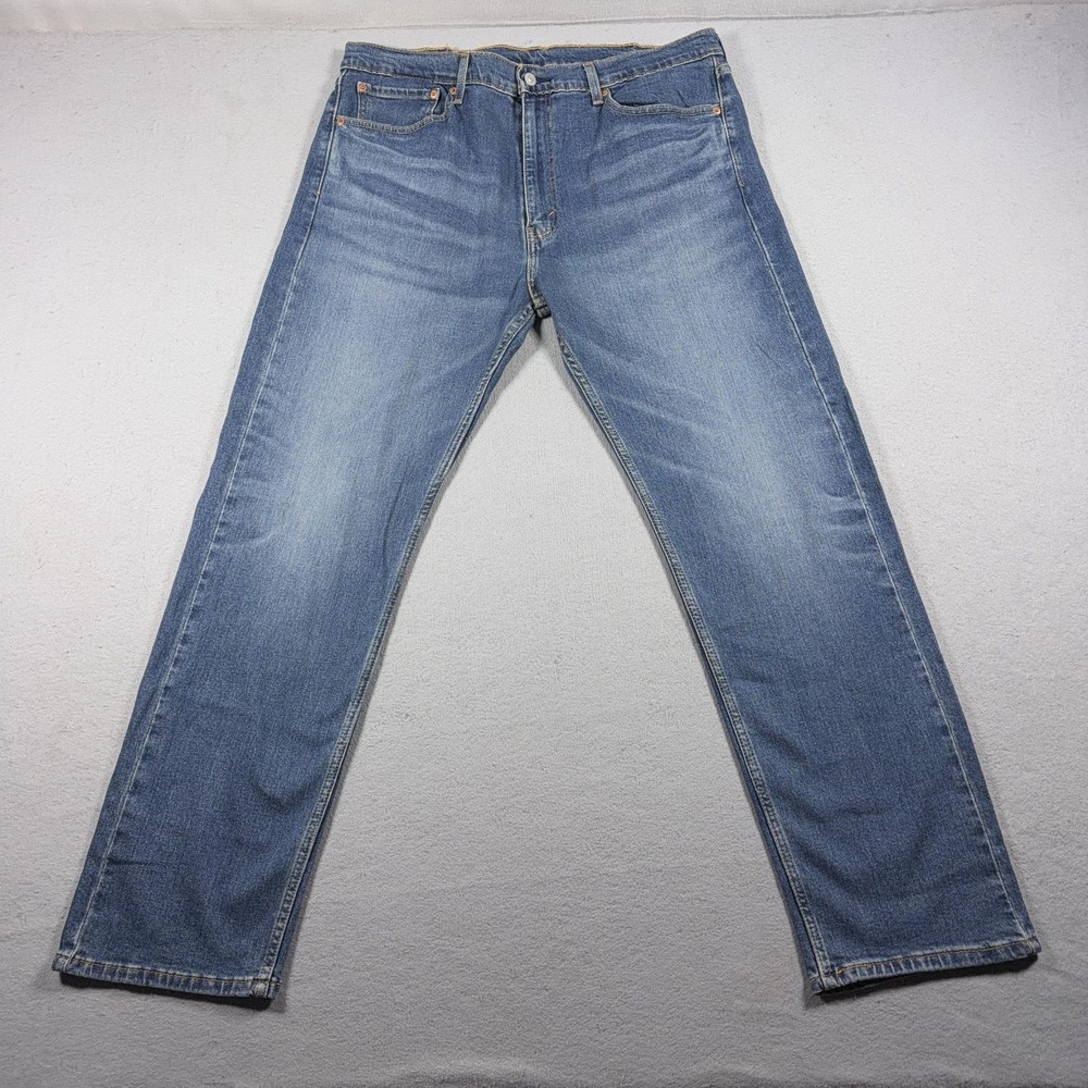 Levis 505 Jeans Mens 38x32 Blue Medium Wash Straight Regular Fit Denim Pants
